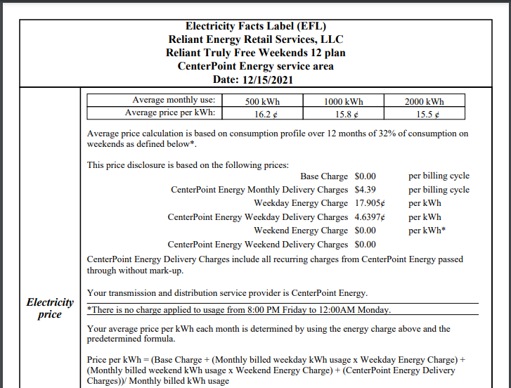 Reliant Energy Profile